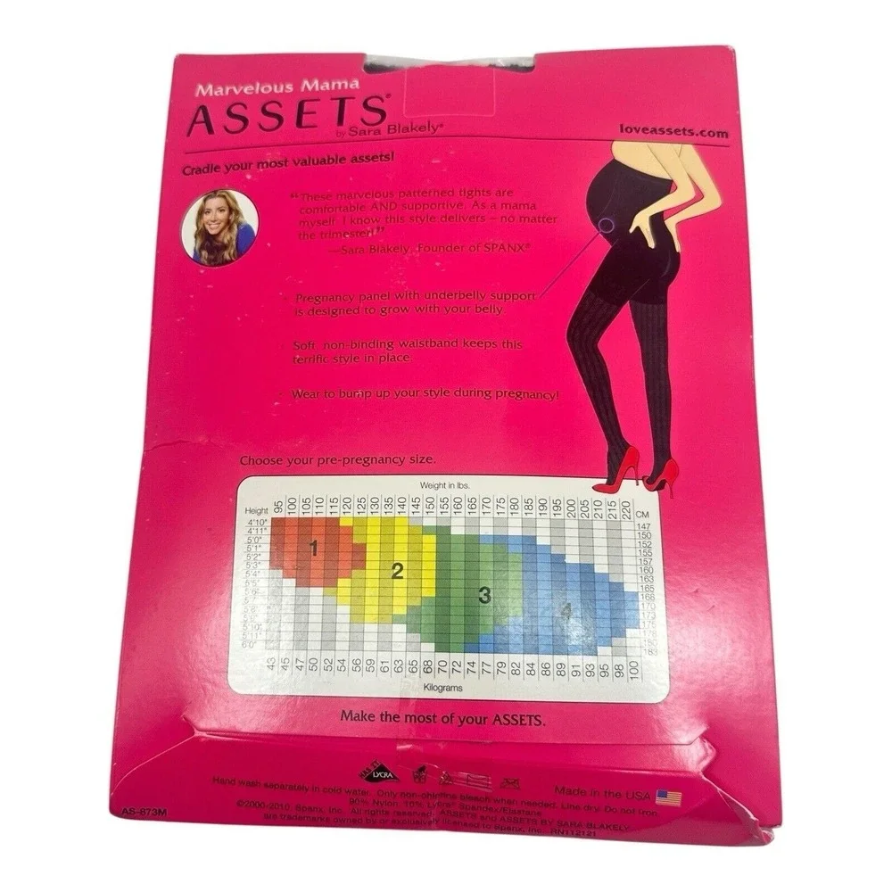 ASSETS Sara Blakely Marvelous Mama Maternity Tights Black‎ Opaque Stripe Size 1